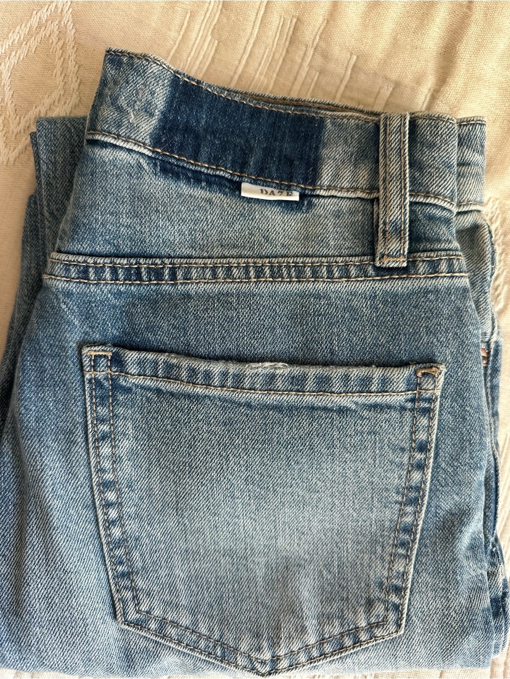 High-Rise Straight Leg Jeans in Light Blue Denim